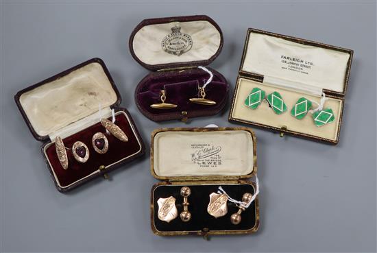 Four pairs of boxed cufflinks,